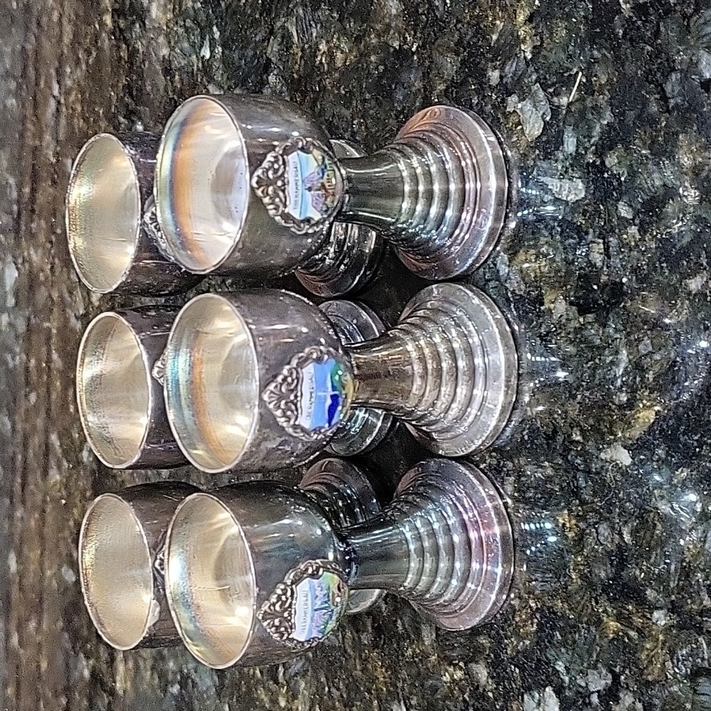 Vintage Set of 6 Oberammergau Germany Mini Gobblets / Shot Souvenir Unmarked